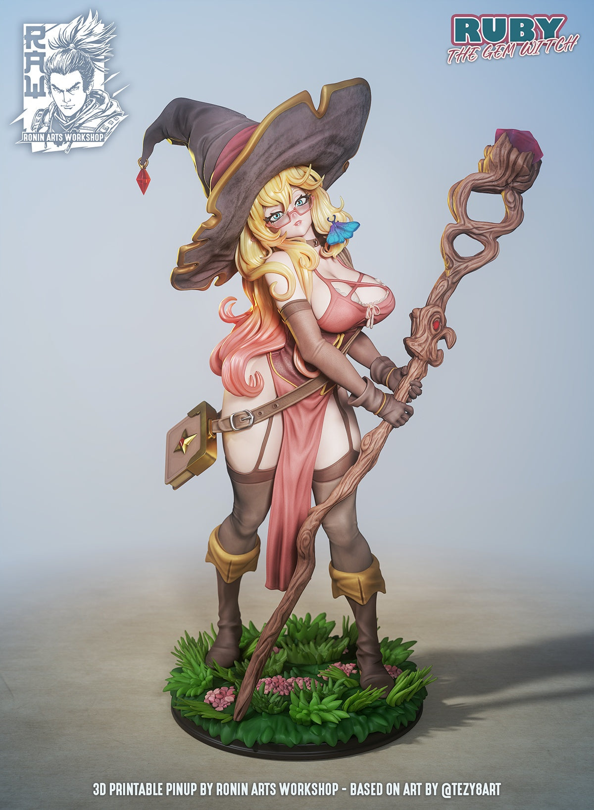Ruby the Gem Witch (SFW/NSFW 18+ Only) – Fantasy Sorceress Miniature