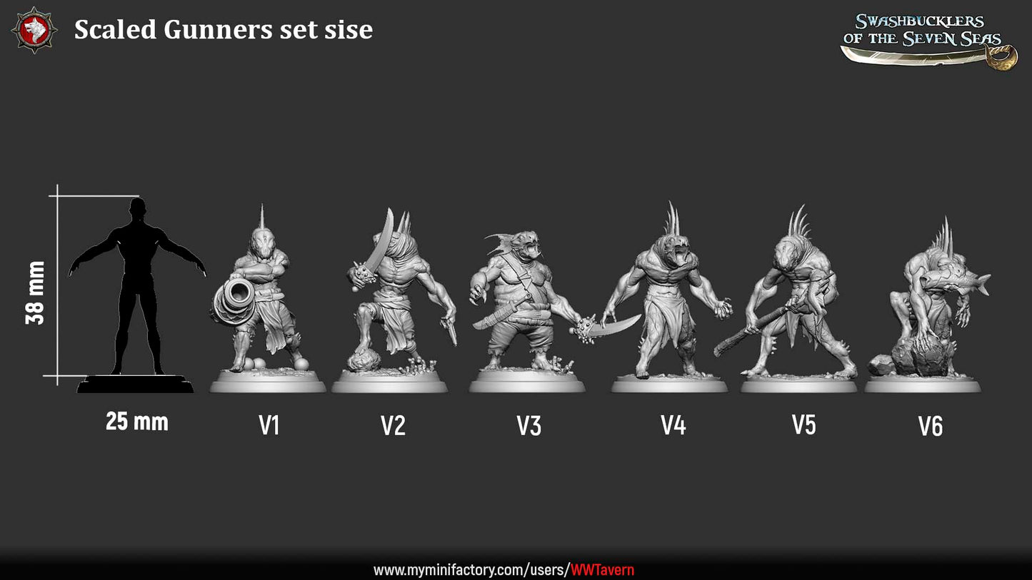 Scaled Gunners – Reptilian Gunner Pirates – Swashbucklers of the Seven Seas – Miniatures