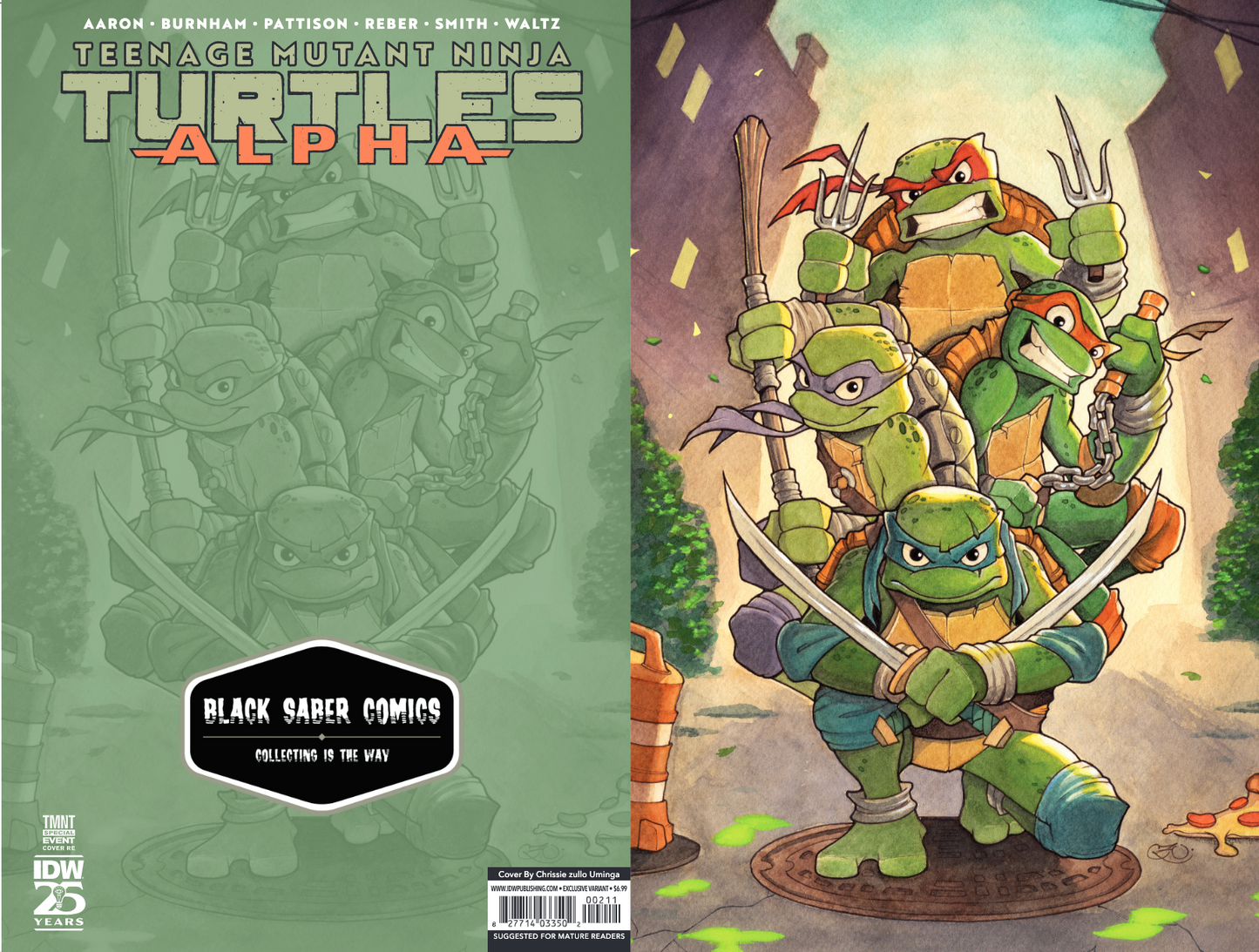 Teenage Mutant Ninja Turtles: Alpha Variant RI  Black Saber Comics Chrissie Zullo Uminga ltd 500