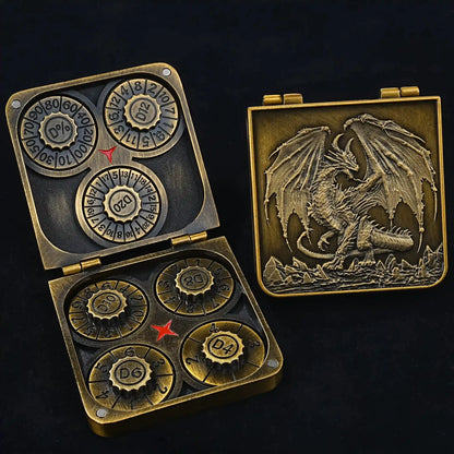 Unique Metal Foldable Dice Box with Magnets 7 in 1 Roulette DND Dice Spinner