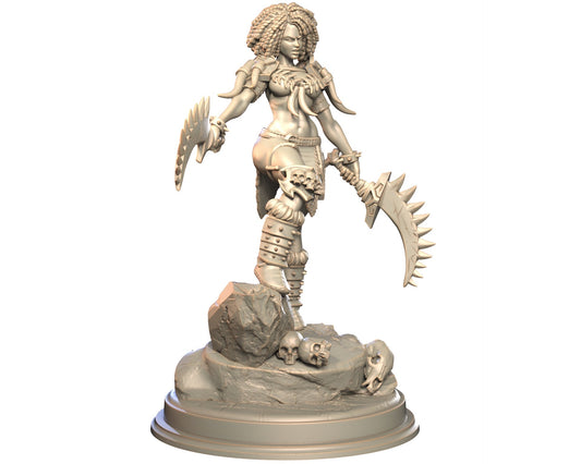 Zahraka - Female Human Barbarian Miniature - Blade & Fury