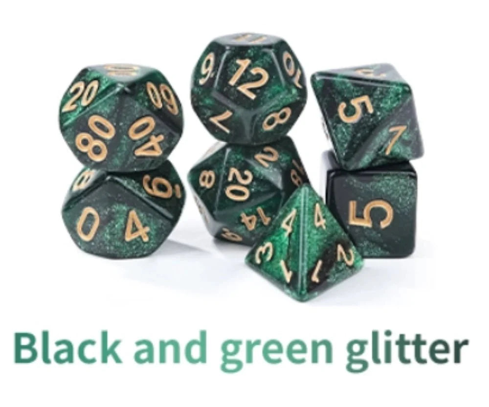 Acrylic Star Glitter DND Dice Set + Dice Tray