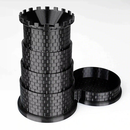 Black Castle Rotatable Folding Retractable DND Dice Tower with Dice Tray