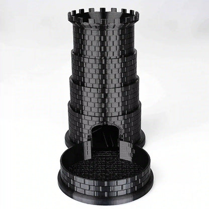 Black Castle Rotatable Folding Retractable DND Dice Tower with Dice Tray