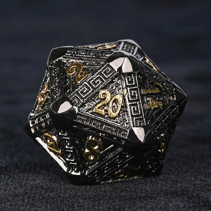 Black Gold Metal DND Dice Set