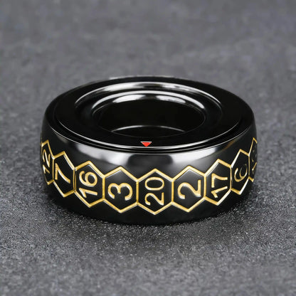Cool Metal Fingertip Spinning D20 Dice Ring