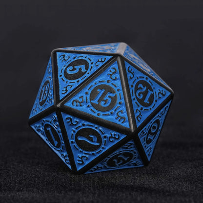Blue patterned acrylic DND dice set