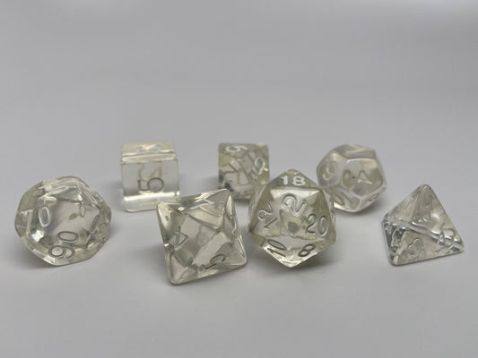 Clear Translucent Dice - 7 Piece Set