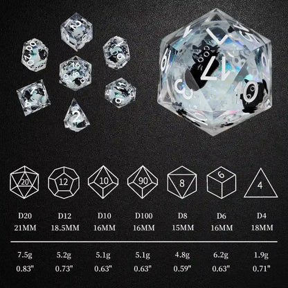 Cool dice sets: 7 gold font polyhedron dnd black cat resin dice