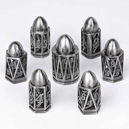 Cool DND polyhedron metal hollow pistol bullet dice set