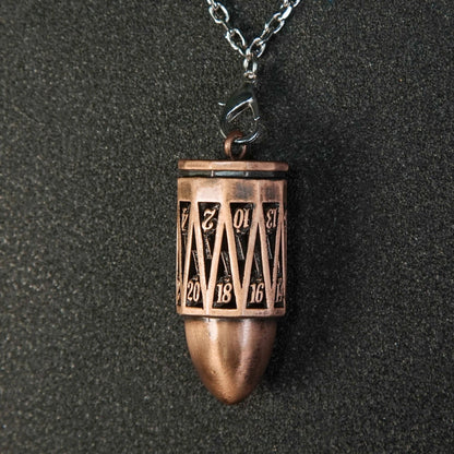 Copper Metal Bullet D20 Dice Cage with Mini DND Dice Set