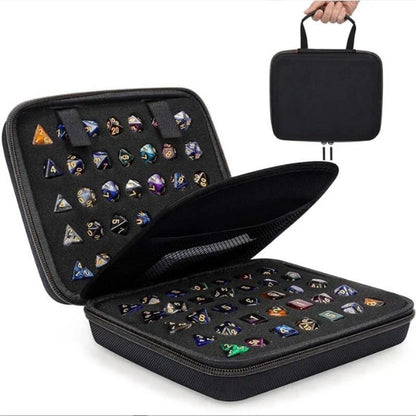 Dice Collection - DND Acrylic Dice Set Storage Box + Zippered Dice Case + Logo Badge