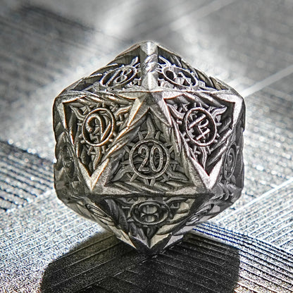 DND Antique Nickel Sun Metal Polyhedron Dice Set