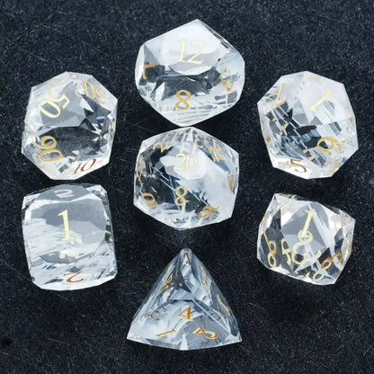 Bear Dice DND Multi-Sided Engraved Glass Gemstone Dice Set