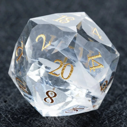 DND Dice-Diamond Cut Crystal Clear Glass Gemstone Dice Set