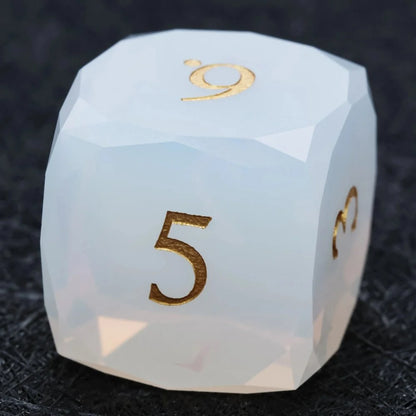 DND Dice | Diamond-Cut Opalite Glass Gemstone Dice Set