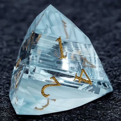 DND Dice | Diamond-cut sky blue transparent glass dice set