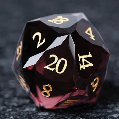 Bear Dice DND Multi-Sided Engraved Glass Gemstone Dice Set