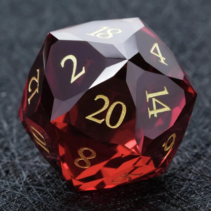 Bear Dice DND Multi-Sided Engraved Glass Gemstone Dice Set