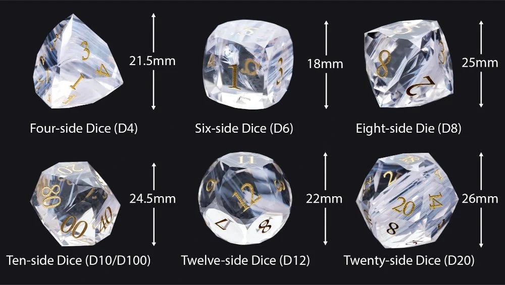 DND Dice - Light Pink Glass Gem Dice Set