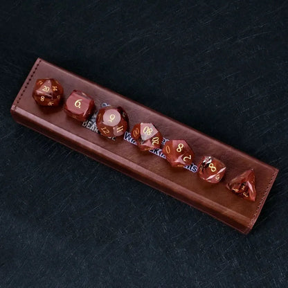 DND Gem Dice Set Crystal Flame Red Glass Diamond Cut Gold Digital RPG Dice