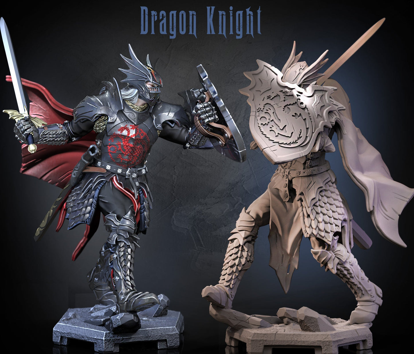 Dragon Knight – Human Fighter – Resin Tabletop Miniature