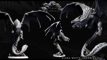 Elder White Dragon Miniature - Clash of the Primevals