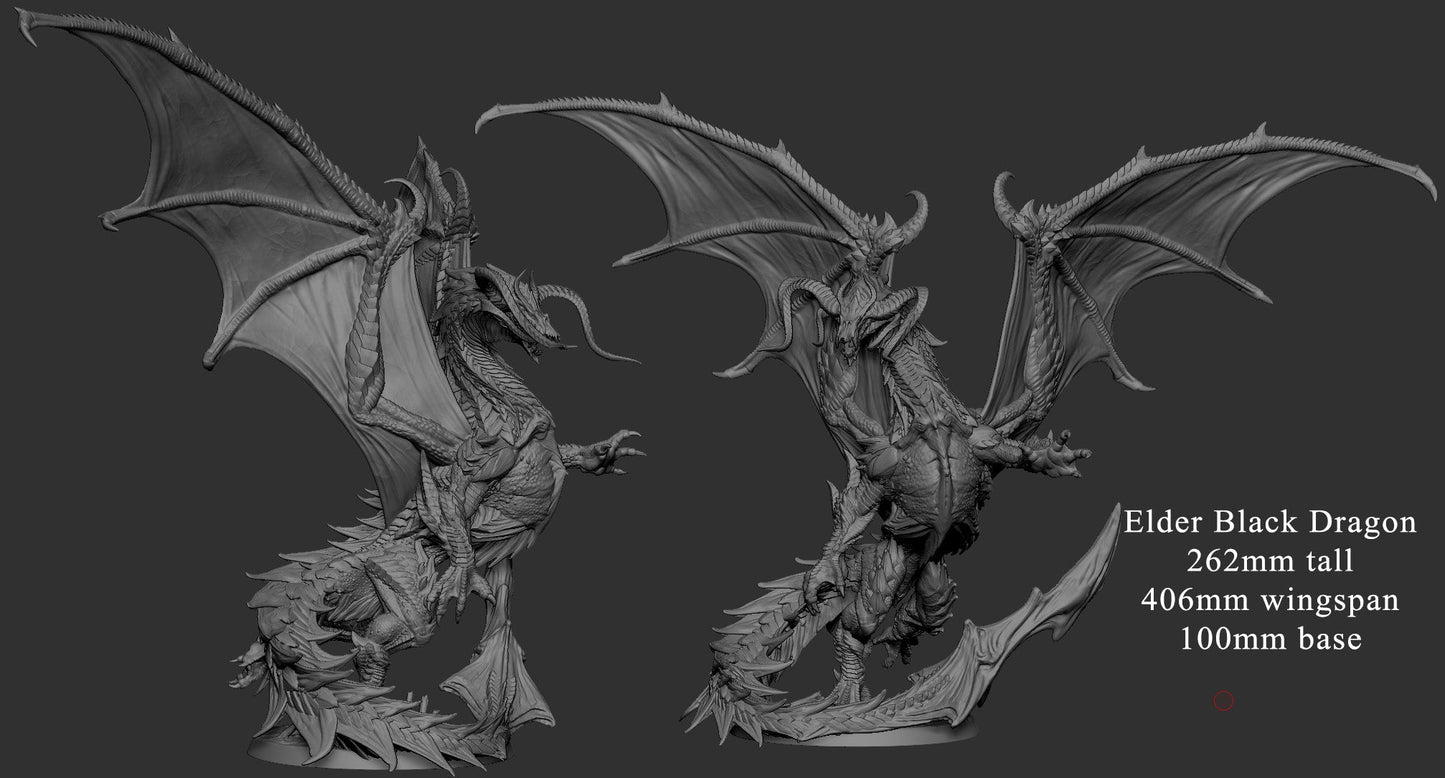 Elder Black Dragon Miniature - Clash of the Primevals