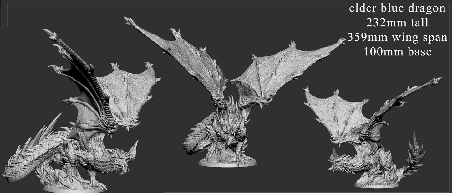 Elder Blue Dragon Miniature - Clash of the Primevals