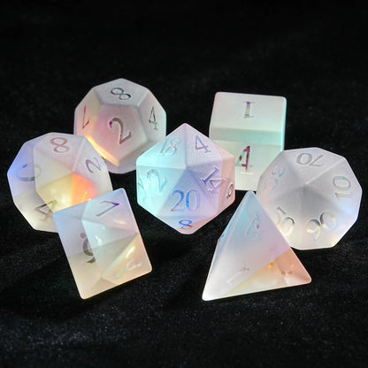 Fantasy Prism Gemstone Dice, D&D Multi-Sided Stained Glass Dice Set