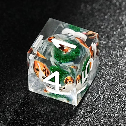 Green Resin D&D Dice Set - Beagle Design