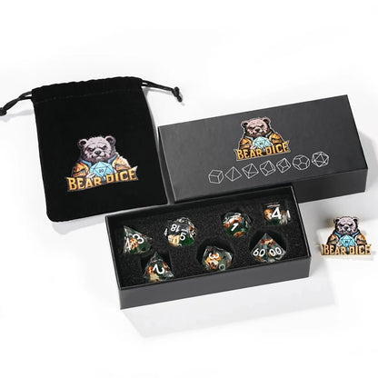 Green Resin D&D Dice Set - Beagle Design
