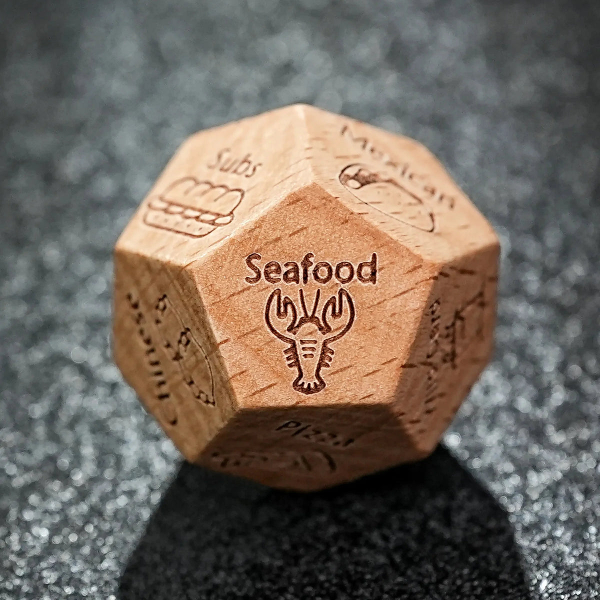 Hand Carved Wooden D12 Dice - Unique Fun Patterns