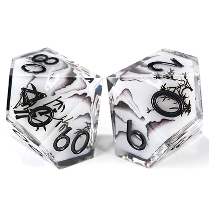 Handmade Ink Painting Style Resin D&D Dice Set