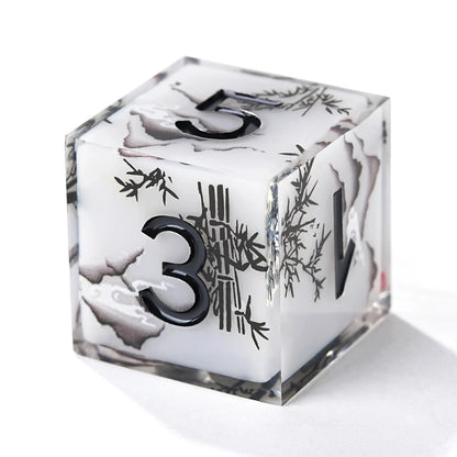 Handmade Ink Painting Style Resin D&D Dice Set