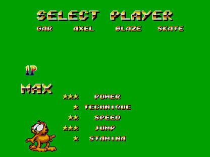 Garfield in Streets of Rage 2 Sega Genesis Game Cart