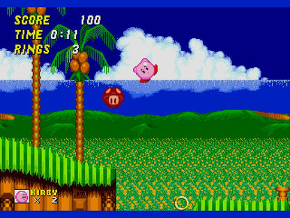 Kirby in Sonic the Hedgehog 2 Sega Genesis Game Cart Repro