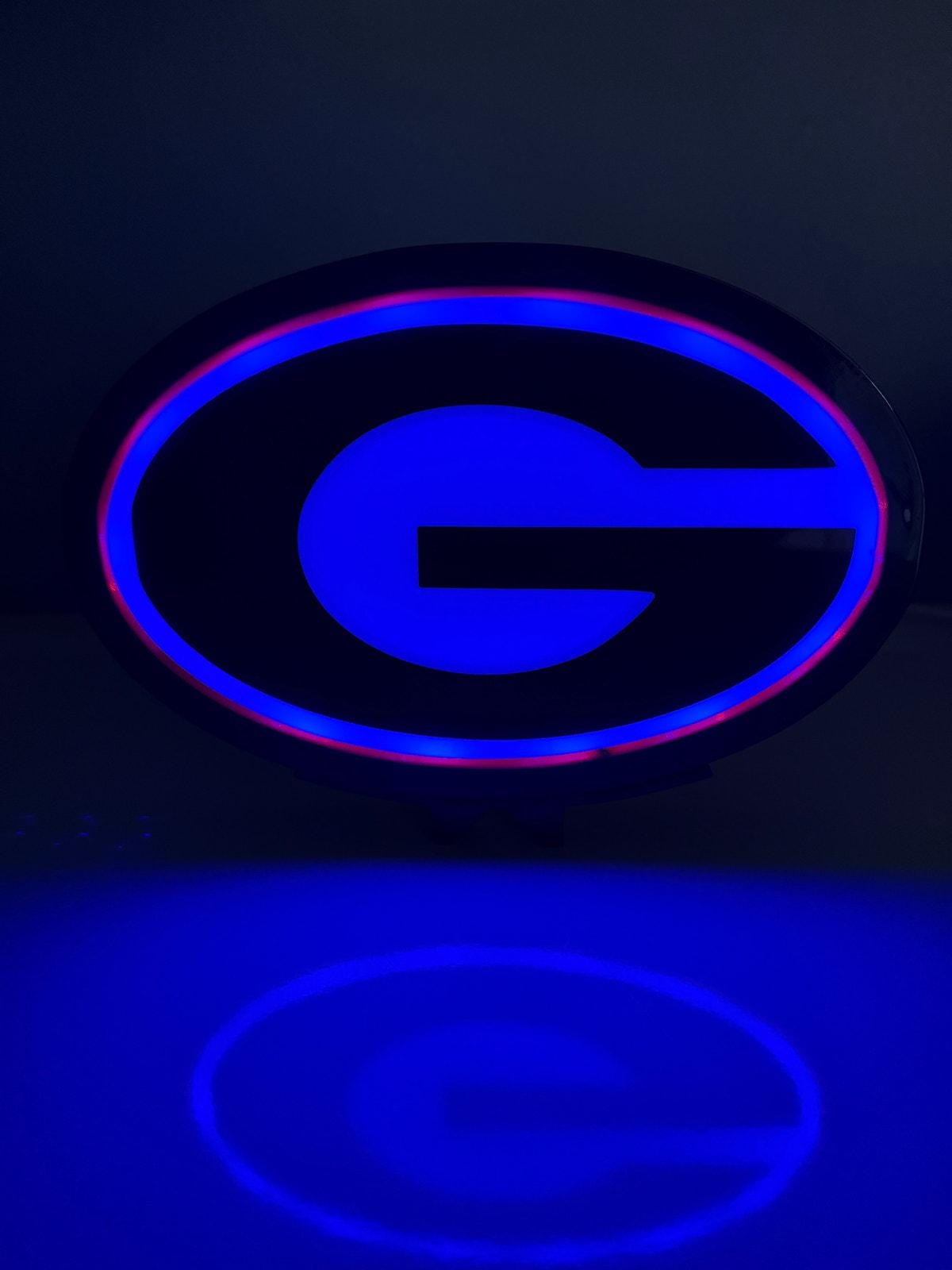 UGA Georgia Bulldogs Multicolored LED Light Box with Color and Effects Remote and Stand
