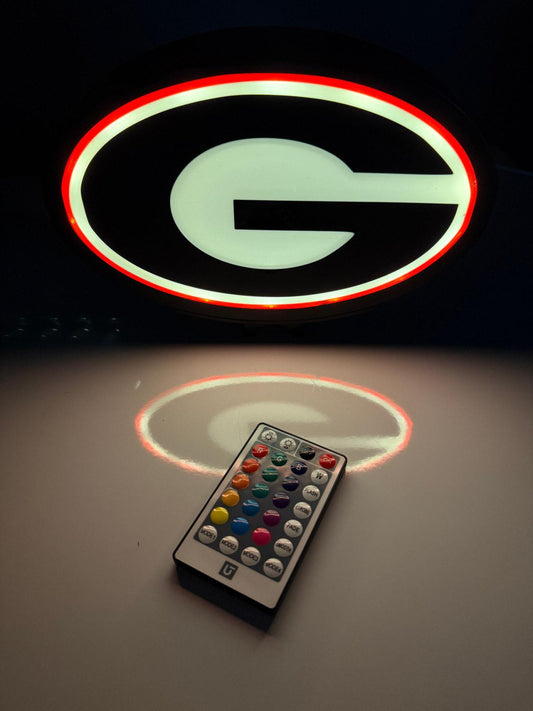 UGA Georgia Bulldogs Multicolored LED Light Box with Color and Effects Remote and Stand