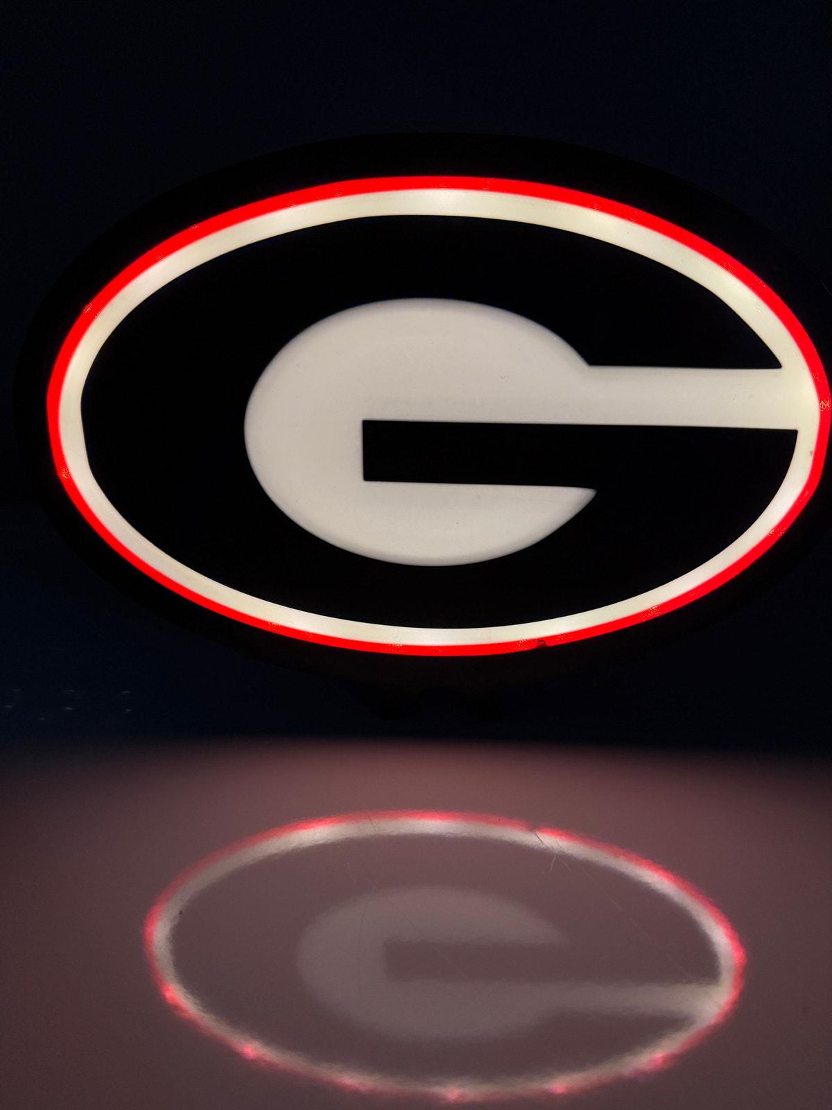 UGA Georgia Bulldogs Multicolored LED Light Box with Color and Effects Remote and Stand