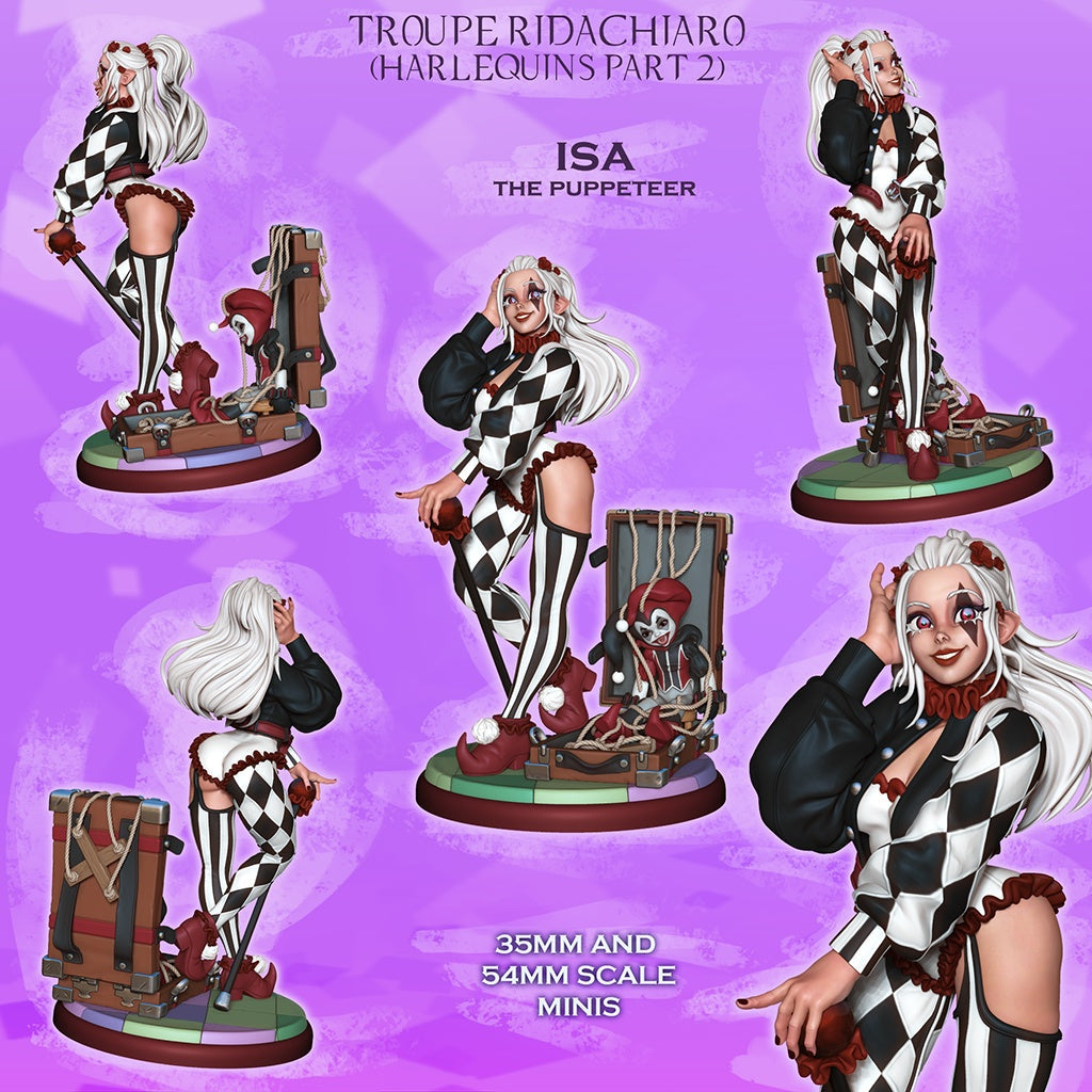 Isa the Puppeteer – Harlequin Bard – Resin Tabletop Miniature