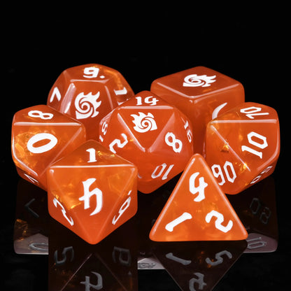 Kickstarter Dice – Sorcerer Resin Dice Set + White Numbers