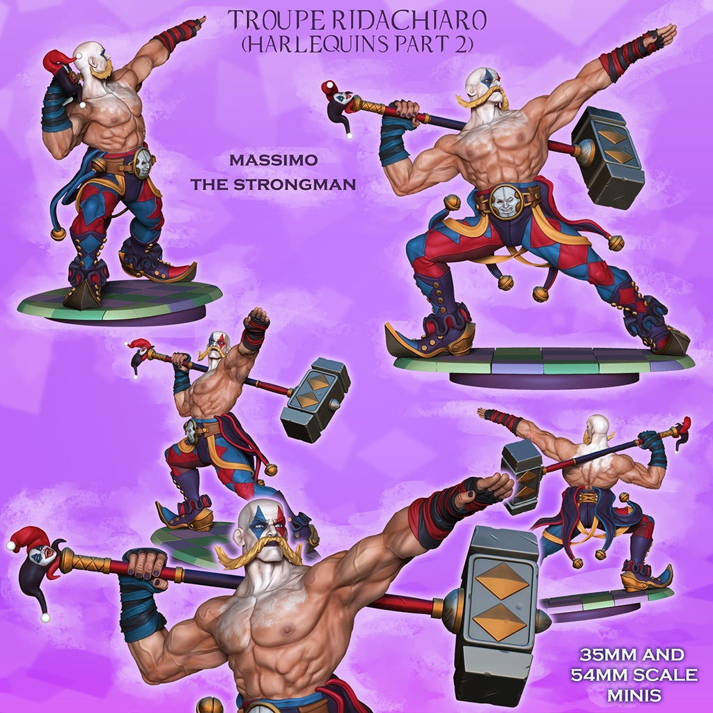 Massimo the Strongman – Harlequin Fighter – Resin Tabletop Miniature