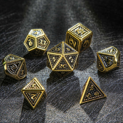 Metal solid dragon scale imitation gold black dice set
