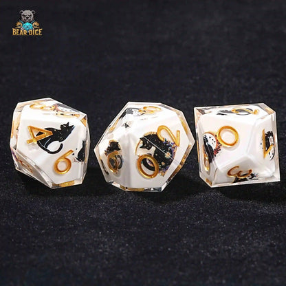 Moon Wizard Cat Resin 10 Sided Dice (D10 Dice)