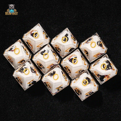Moon Wizard Cat Resin 10 Sided Dice (D10 Dice)