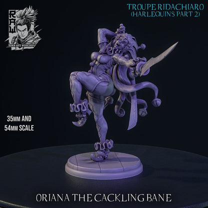 Oriana the Cackling Bane – Harlequin Rogue – Resin Tabletop Miniature