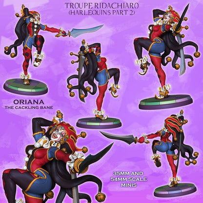 Oriana the Cackling Bane – Harlequin Rogue – Resin Tabletop Miniature