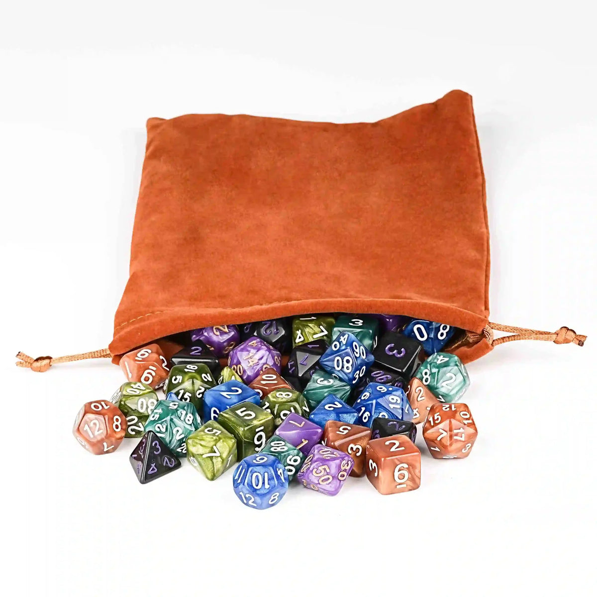 Polyhedral Acrylic DND Dice Set - 5-Piece Set RPG Dice + Dice Bag