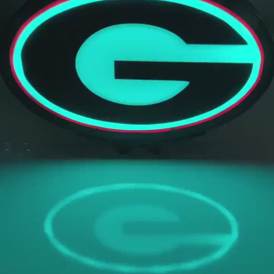 UGA Georgia Bulldogs Multicolored LED Light Box with Color and Effects Remote and Stand